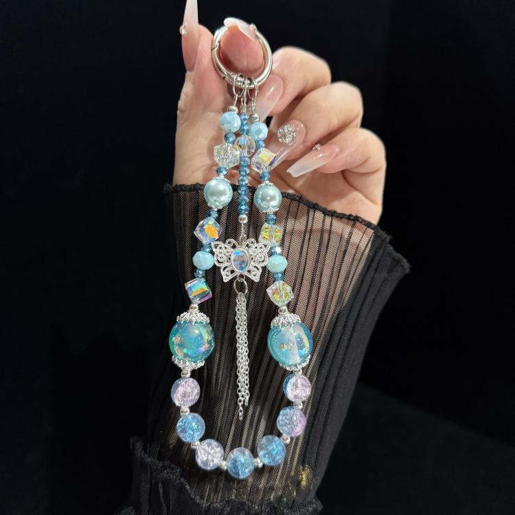 Butterfly Tassel Gold Leaf Beaded Phone Chain