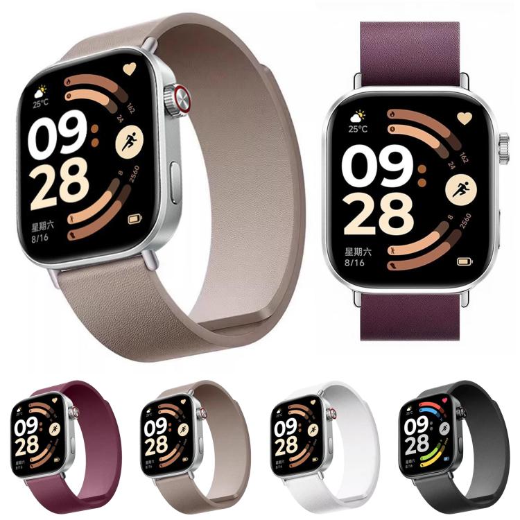 For Xiaomi Band  10 Pro / Redmi Watch 6 / 5 Solid Color Kona Leather Magnetic Watch Band