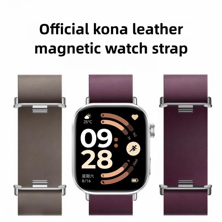 For Xiaomi Band  10 Pro / Redmi Watch 6 / 5 Solid Color Kona Leather Magnetic Watch Band