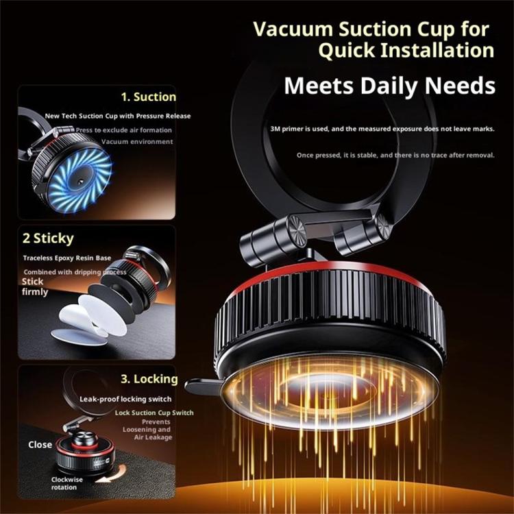 X66 720-Degree Triple-Axis Rotation Folding Magnetic Car Vacuum Suction Cup Phone Holder