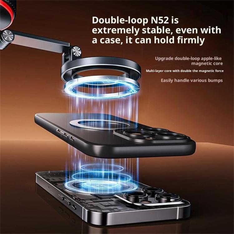X66 720-Degree Triple-Axis Rotation Folding Magnetic Car Vacuum Suction Cup Phone Holder