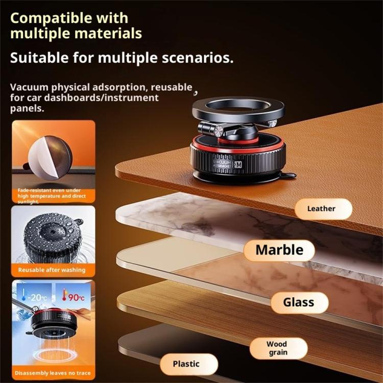 X66 720-Degree Triple-Axis Rotation Folding Magnetic Car Vacuum Suction Cup Phone Holder