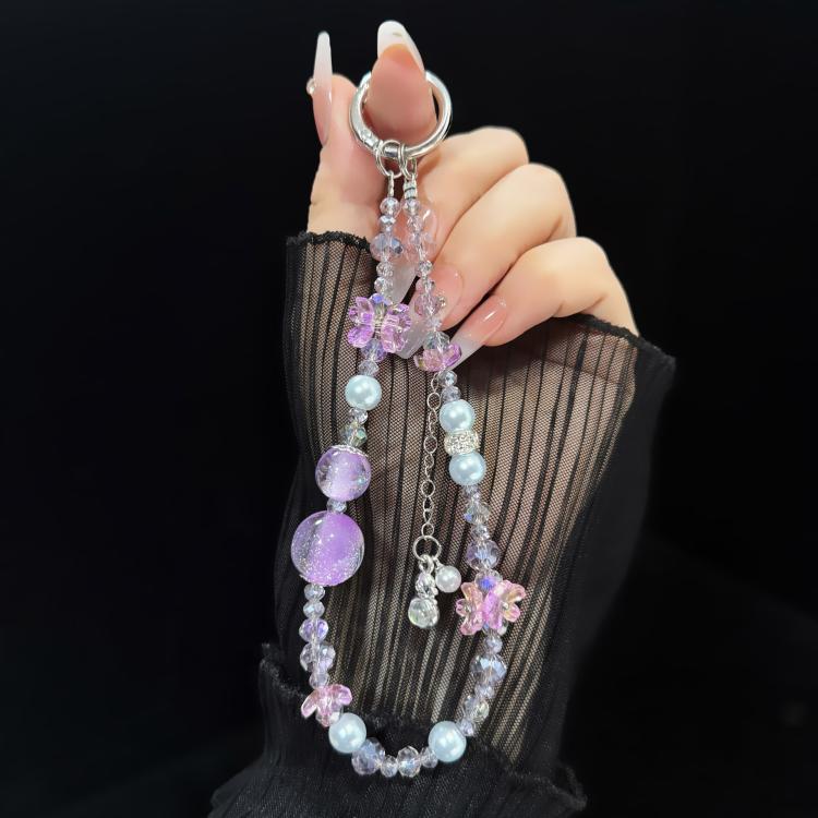 Purple Gourd Tassel Crystal Phone Chain