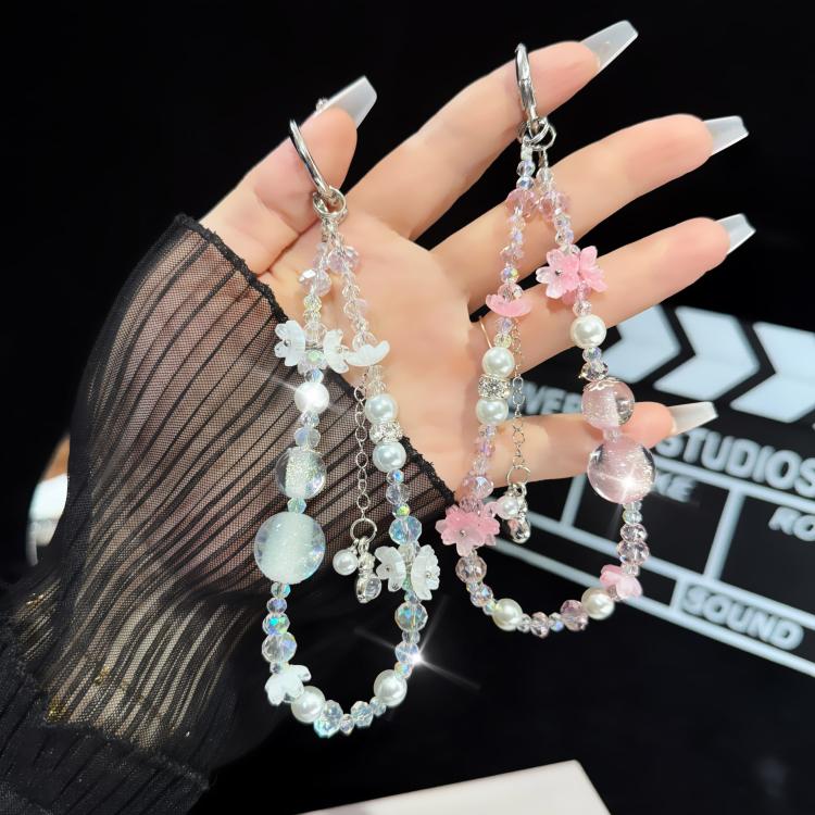 White Gourd Tassel Crystal Phone Chain