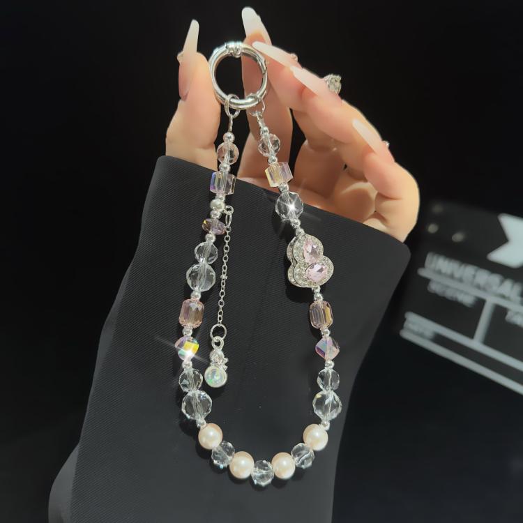 Pink Gourd Crystal Phone Charm