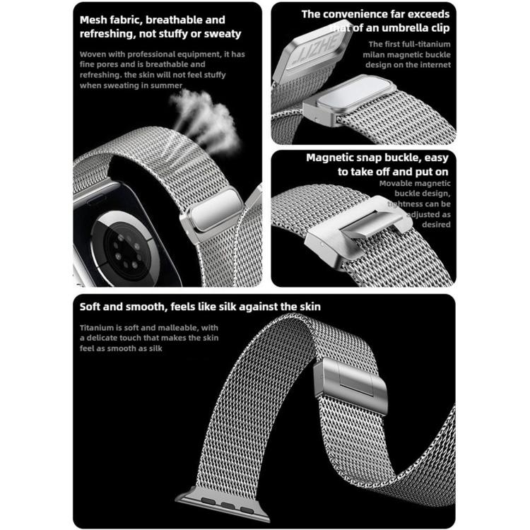 For Apple Watch 46mm / 49mm / 45mm / 44mm Milanese Magnetic Buckle Full Titanium Metal Watch Band