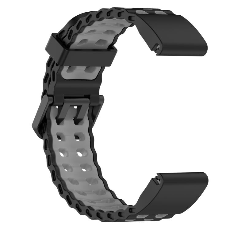 For Garmin 22mm Ocean Dual Pin Buckle Two Color Silicone Watch Band