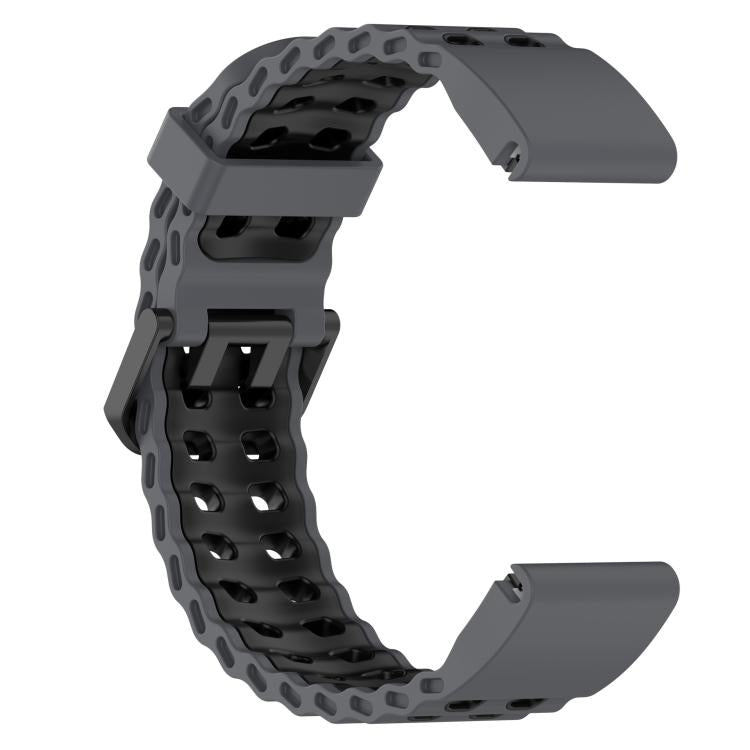 For Garmin 22mm Ocean Dual Pin Buckle Two Color Silicone Watch Band