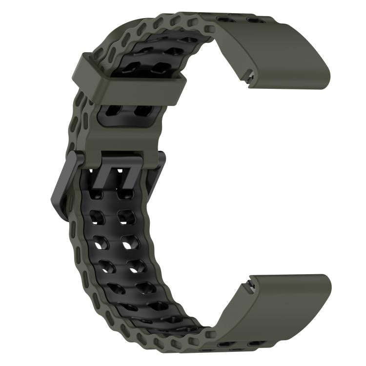For Garmin 22mm Ocean Dual Pin Buckle Two Color Silicone Watch Band