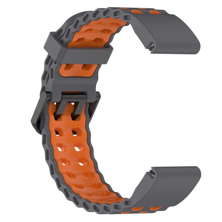 For Garmin 22mm Ocean Dual Pin Buckle Two Color Silicone Watch Band