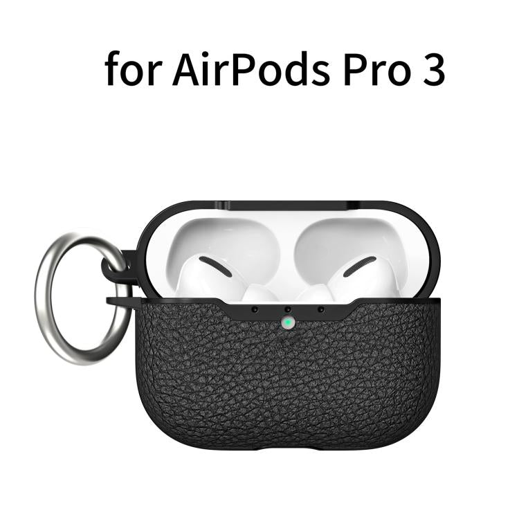 For AirPods Pro 3 Lychee Pattern TPU Earphone Protective Cover