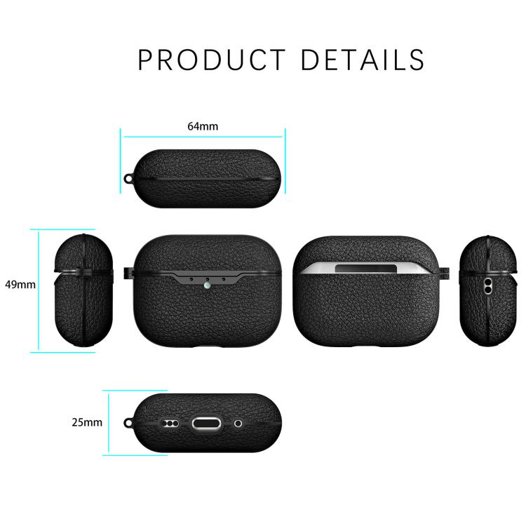For AirPods Pro 3 Lychee Pattern TPU Earphone Protective Cover