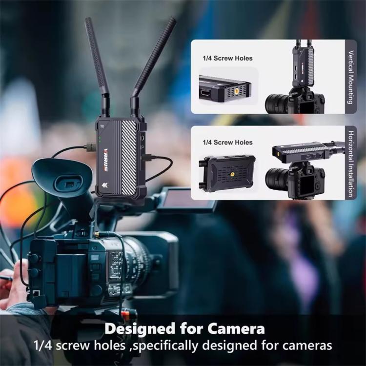 VRRIIS WL095 P Long Range Dual Band Low Latency 4K Ultra HD Wireless Transmitter Receiver Kit, Plug:EU Plug