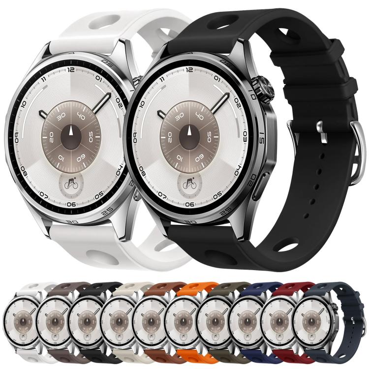 20mm Ladder Buckle Solid Color Holes Silicone Watch Band