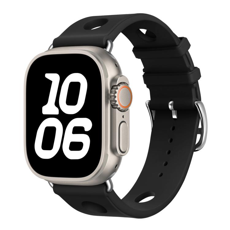 For Apple Watch 46mm / 49mm / 45mm / 44mm Ladder Buckle Holes Silicone Watch Band