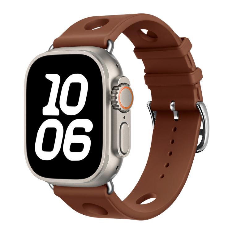 For Apple Watch 46mm / 49mm / 45mm / 44mm Ladder Buckle Holes Silicone Watch Band