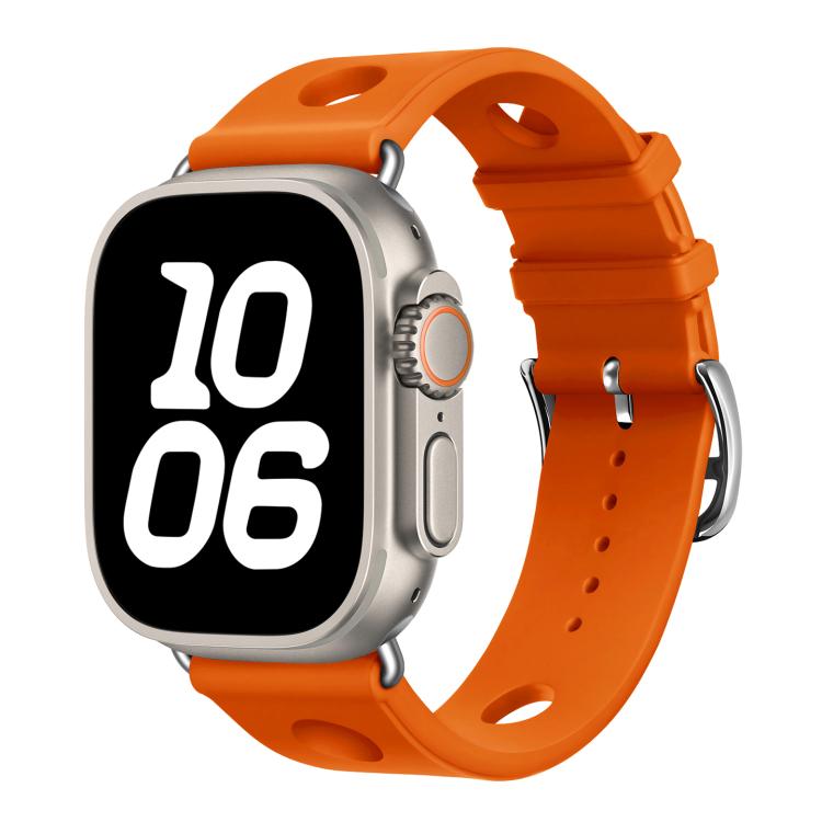For Apple Watch 46mm / 49mm / 45mm / 44mm Ladder Buckle Holes Silicone Watch Band