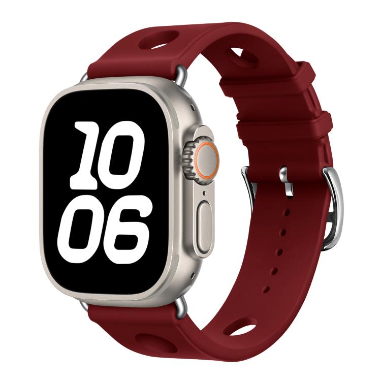 For Apple Watch 46mm / 49mm / 45mm / 44mm Ladder Buckle Holes Silicone Watch Band