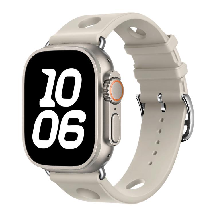For Apple Watch 42mm / 41mm / 40mm / 38mm Ladder Buckle Holes Silicone Watch Band