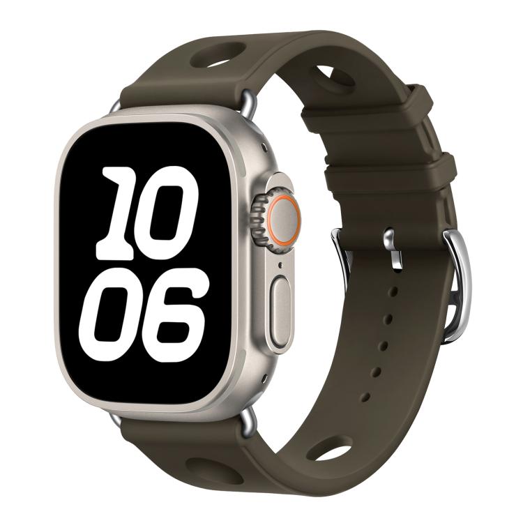 For Apple Watch 42mm / 41mm / 40mm / 38mm Ladder Buckle Holes Silicone Watch Band