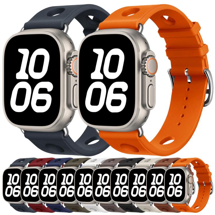 For Apple Watch 46mm / 49mm / 45mm / 44mm Ladder Buckle Holes Silicone Watch Band