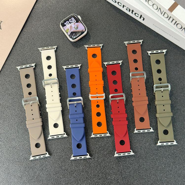 For Apple Watch 42mm / 41mm / 40mm / 38mm Ladder Buckle Holes Silicone Watch Band