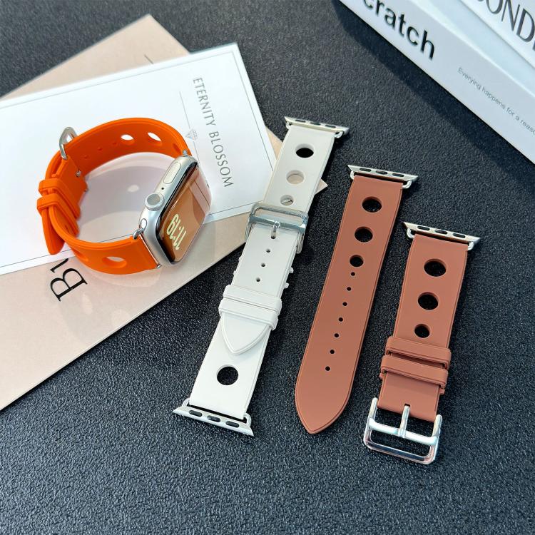 For Apple Watch 42mm / 41mm / 40mm / 38mm Ladder Buckle Holes Silicone Watch Band