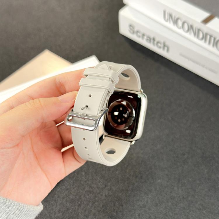 For Apple Watch 46mm / 49mm / 45mm / 44mm Ladder Buckle Holes Silicone Watch Band
