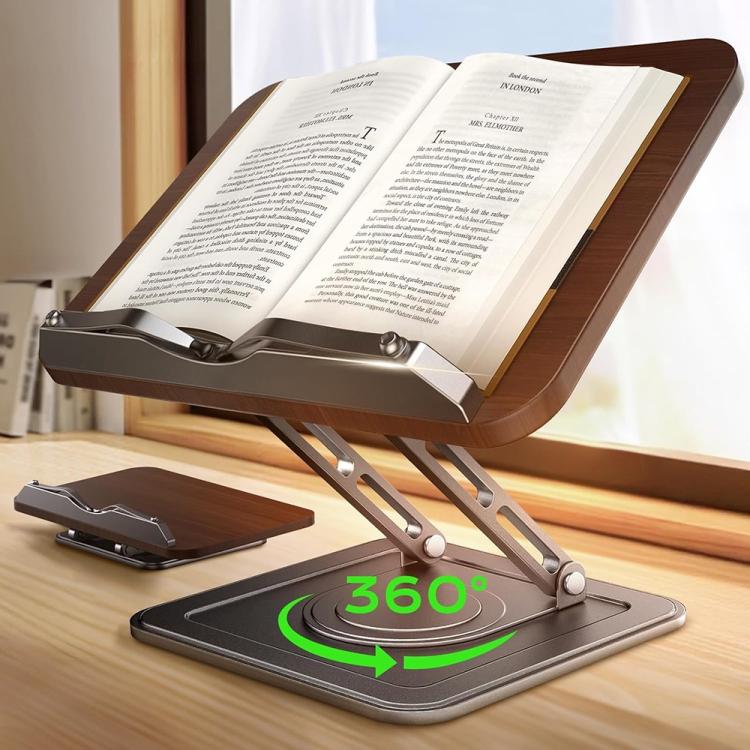 RS-01 Wooden Panel Laptop Support Desktop Book Holder Multifunctional Rotating Reading Stand