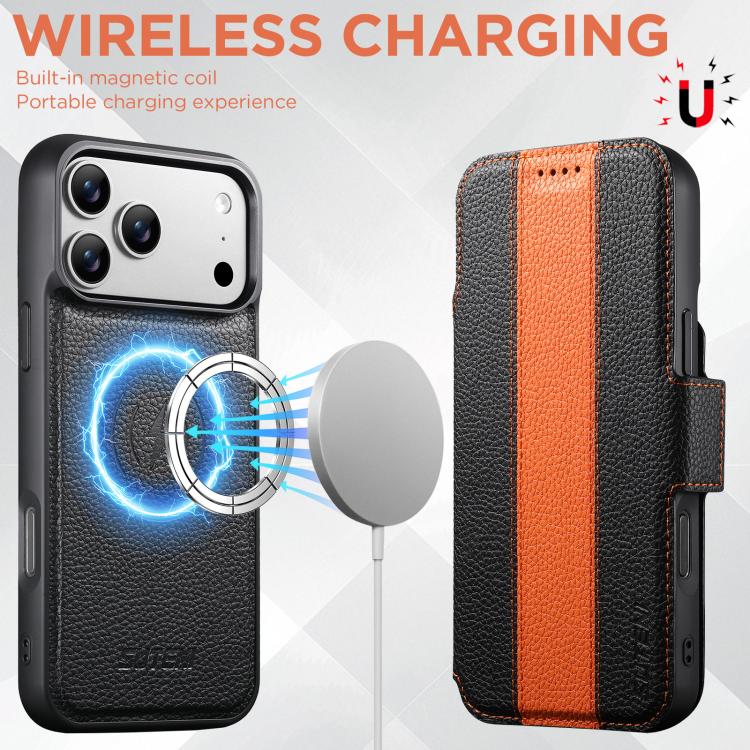 For iPhone 17 Pro Max Suteni Q08 2-in-1 Multi-function Magnetic Wallet Big Litchi Vegan Leather Phone Case