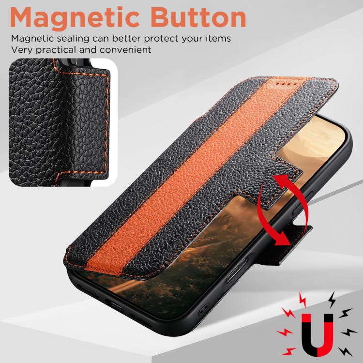 For iPhone 17 Pro Max Suteni Q08 2-in-1 Multi-function Magnetic Wallet Big Litchi Vegan Leather Phone Case