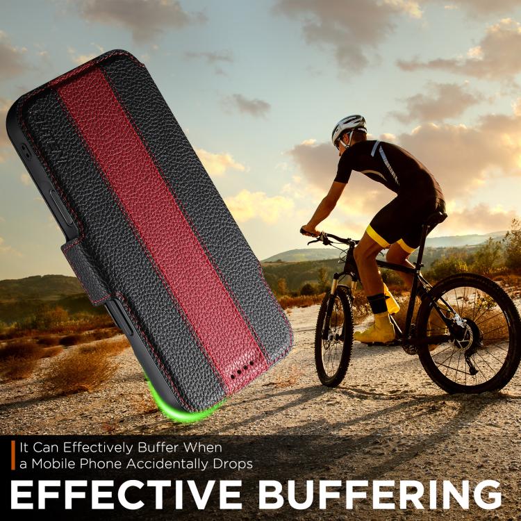 For iPhone 16 Suteni Q08 2-in-1 Multi-function Magnetic Wallet Big Litchi Vegan Leather Phone Case