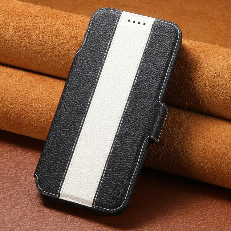 For iPhone 16 Suteni Q08 2-in-1 Multi-function Magnetic Wallet Big Litchi Vegan Leather Phone Case