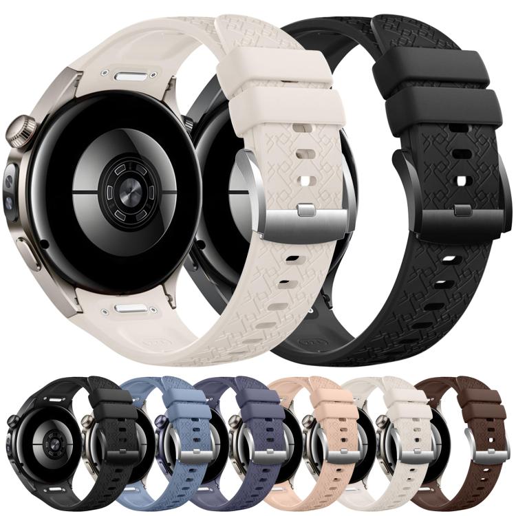 22mm Press Button Heart-Shaped Interwoven Texture Silicone Watch Band