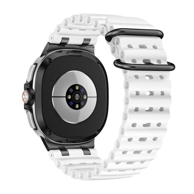 For Samsung Galaxy Watch8 / Watch8 Classic Ocean Breathable Holes Black Ring Buckle Silicone Watch Band