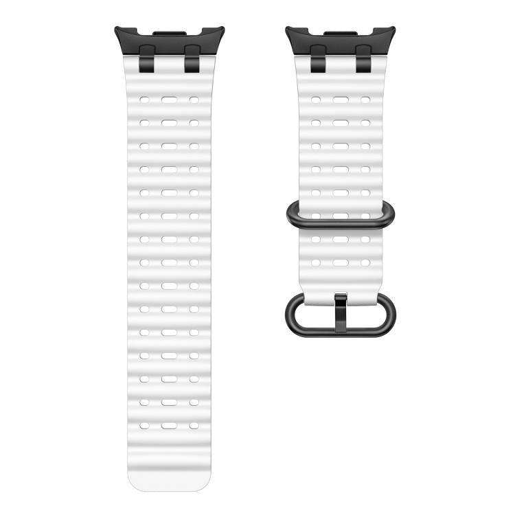 For Samsung Galaxy Watch8 / Watch8 Classic Ocean Breathable Holes Black Ring Buckle Silicone Watch Band