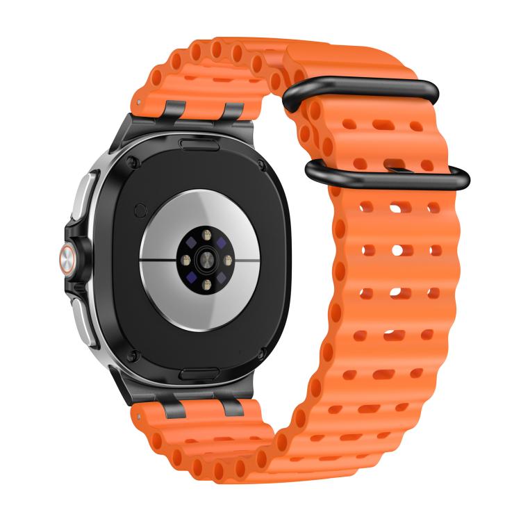 For Samsung Galaxy Watch8 / Watch8 Classic Ocean Breathable Holes Black Ring Buckle Silicone Watch Band