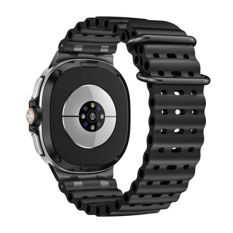 For Samsung Galaxy Watch8 / Watch8 Classic Ocean Breathable Holes Black Ring Buckle Silicone Watch Band