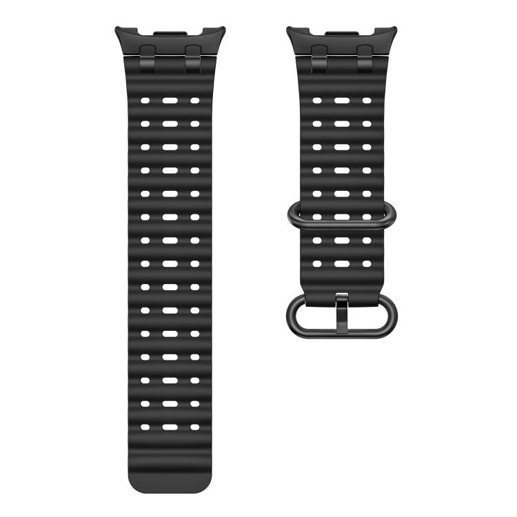 For Samsung Galaxy Watch8 / Watch8 Classic Ocean Breathable Holes Black Ring Buckle Silicone Watch Band