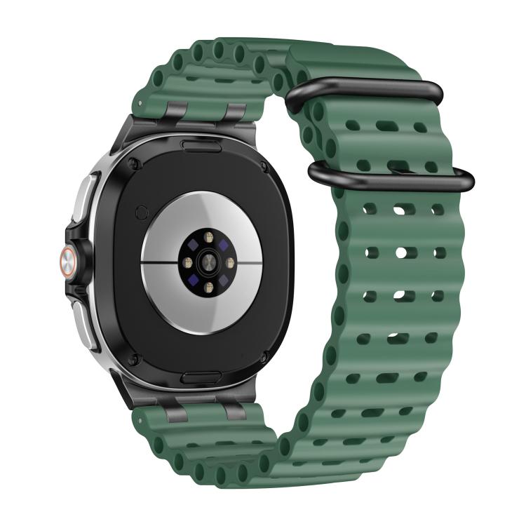 For Samsung Galaxy Watch8 / Watch8 Classic Ocean Breathable Holes Black Ring Buckle Silicone Watch Band