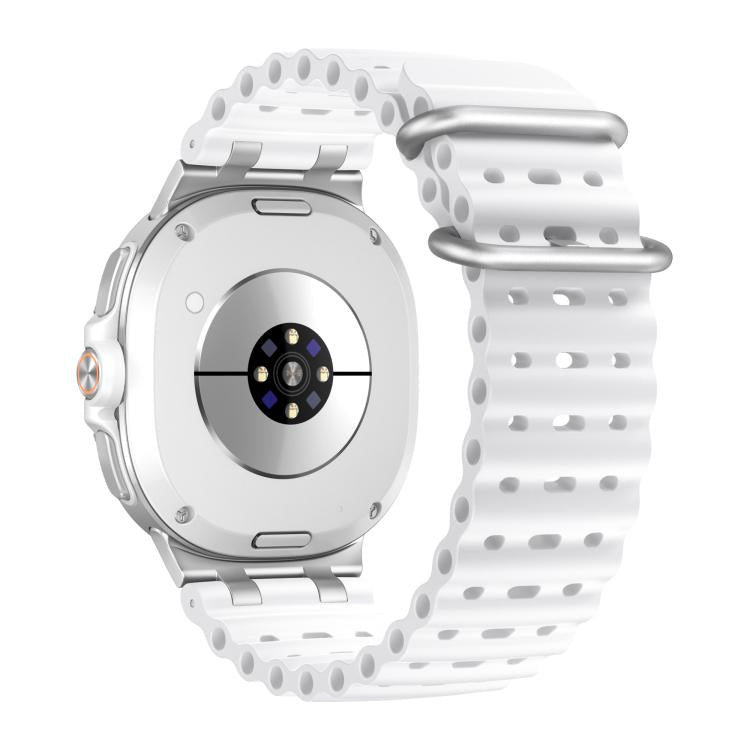 For Samsung Galaxy Watch8 / Watch8 Classic Ocean Breathable Holes Silver Ring Buckle Silicone Watch Band