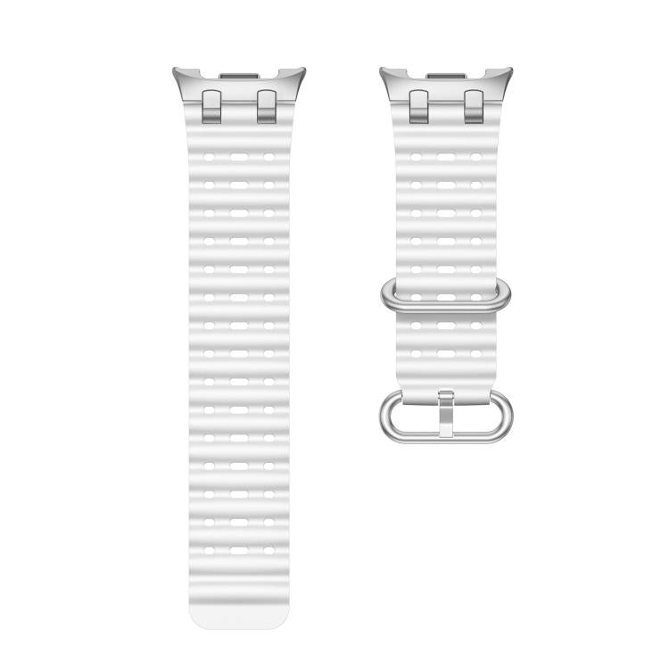 For Samsung Galaxy Watch8 / Watch8 Classic Ocean Breathable Holes Silver Ring Buckle Silicone Watch Band