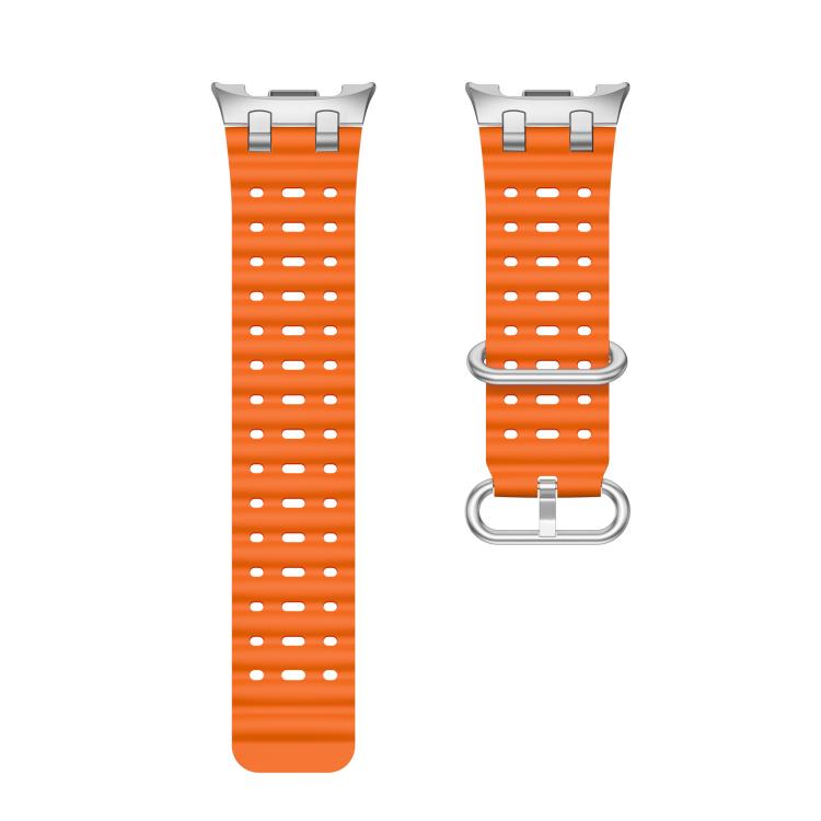 For Samsung Galaxy Watch8 / Watch8 Classic Ocean Breathable Holes Silver Ring Buckle Silicone Watch Band
