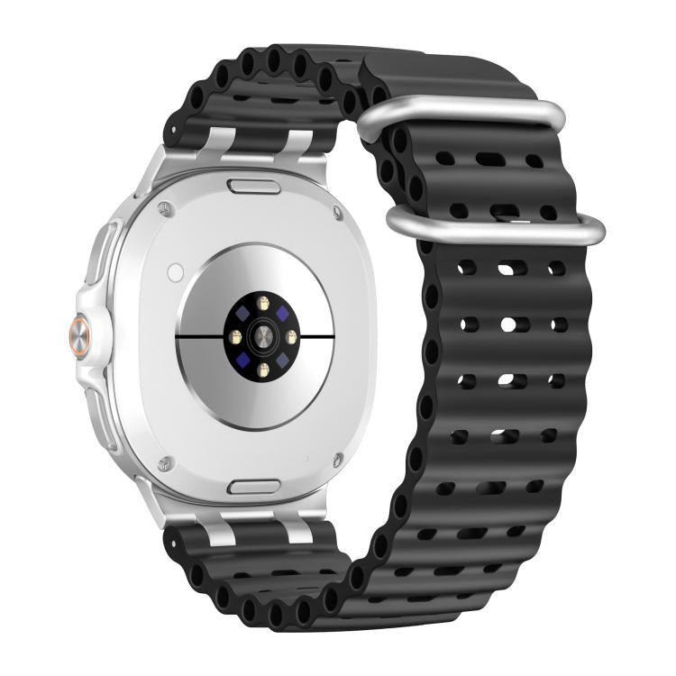 For Samsung Galaxy Watch8 / Watch8 Classic Ocean Breathable Holes Silver Ring Buckle Silicone Watch Band