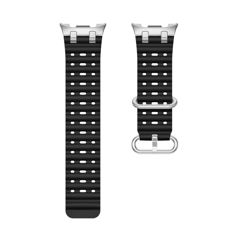 For Samsung Galaxy Watch8 / Watch8 Classic Ocean Breathable Holes Silver Ring Buckle Silicone Watch Band