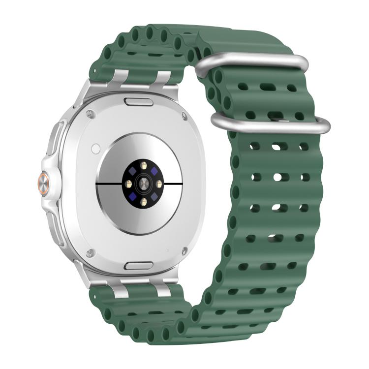 For Samsung Galaxy Watch8 / Watch8 Classic Ocean Breathable Holes Silver Ring Buckle Silicone Watch Band