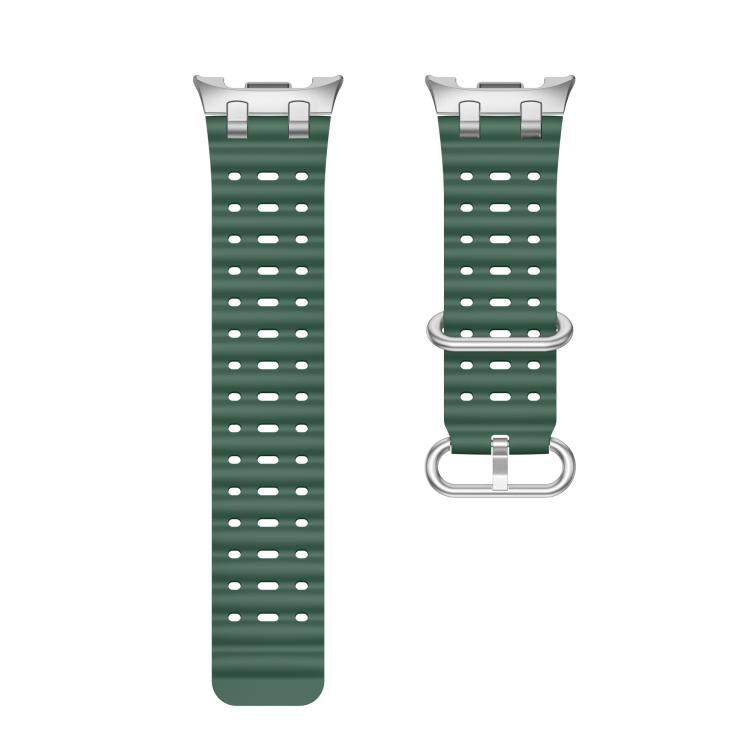 For Samsung Galaxy Watch8 / Watch8 Classic Ocean Breathable Holes Silver Ring Buckle Silicone Watch Band