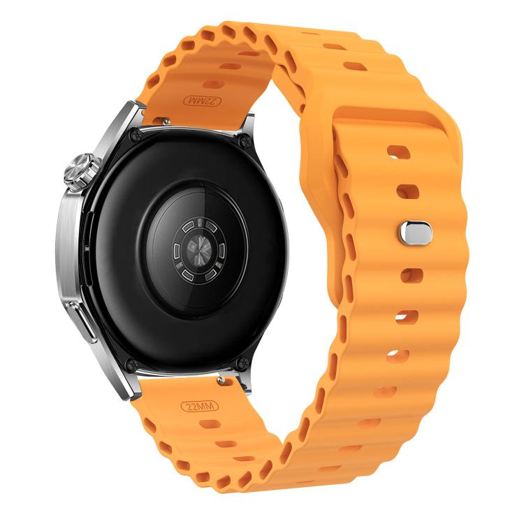 22mm Ocean Wave Texture Reverse Buckle Silicone Watch Band