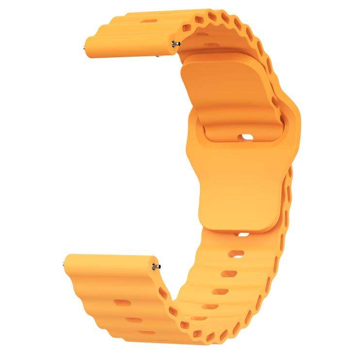22mm Ocean Wave Texture Reverse Buckle Silicone Watch Band