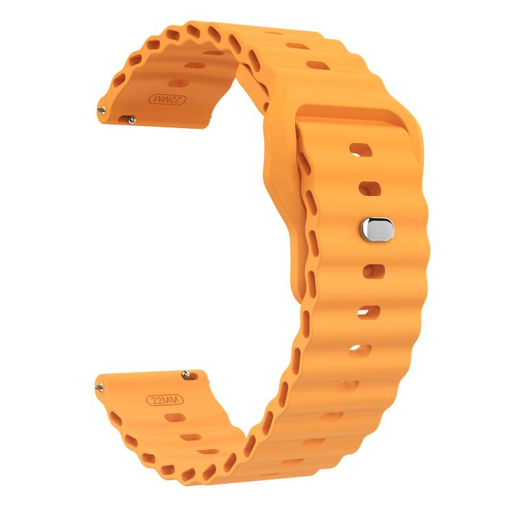 22mm Ocean Wave Texture Reverse Buckle Silicone Watch Band